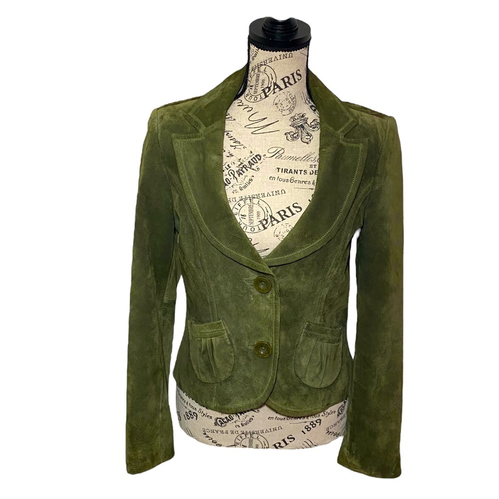 Classiques Entier Olive Green Fitted Suede Jacket size small